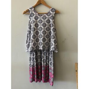 Hatley Dress Womens S Multicolor Geometric Layered Sleeveless Sundress Mini